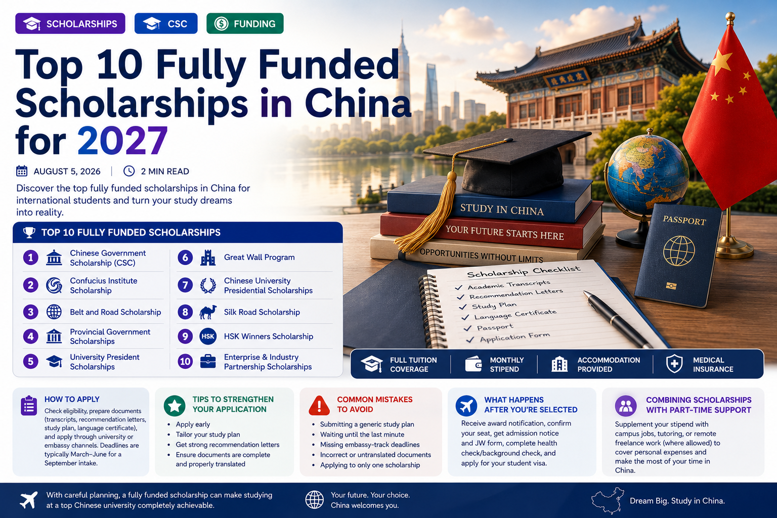Top 10 Fully Funded Scholarships in China for 2027